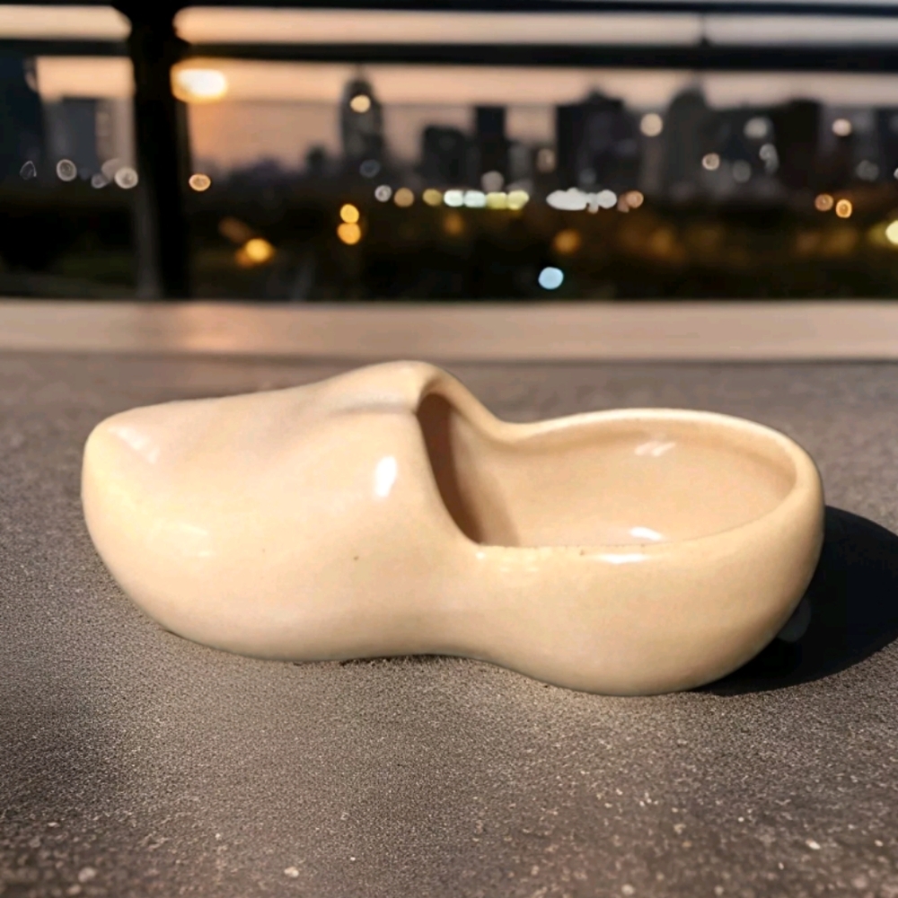 Vintage Yellow Boys Town Pottery  Shoe Clog Ashtray Trinket Dish Souvenir